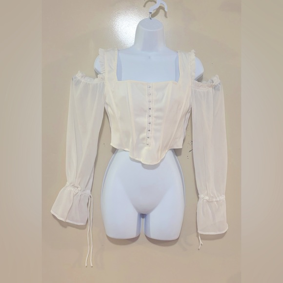 White Corset Top Long Sleeve - Picture 2 of 7